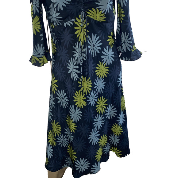 The Limited Vintage 100% Silk Floral print Dress Y2K midi 3/4 sleeve size 10 - Picture 3 of 8